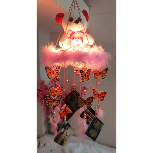 Fairy Lights Windchime With Teddy And Butterfly