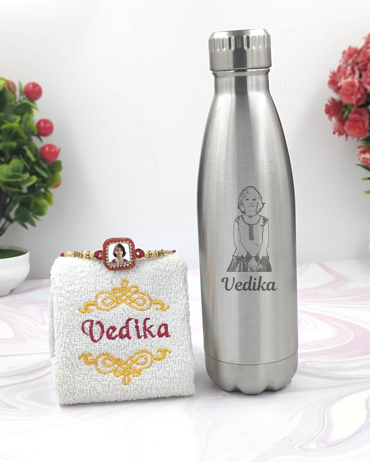 Bottle, Napkin & Rakhi Combo