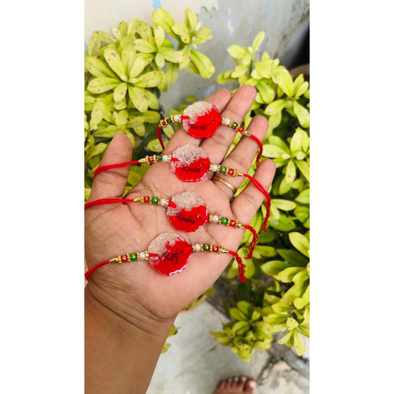 Roli Chawal Name Resin Rakhi