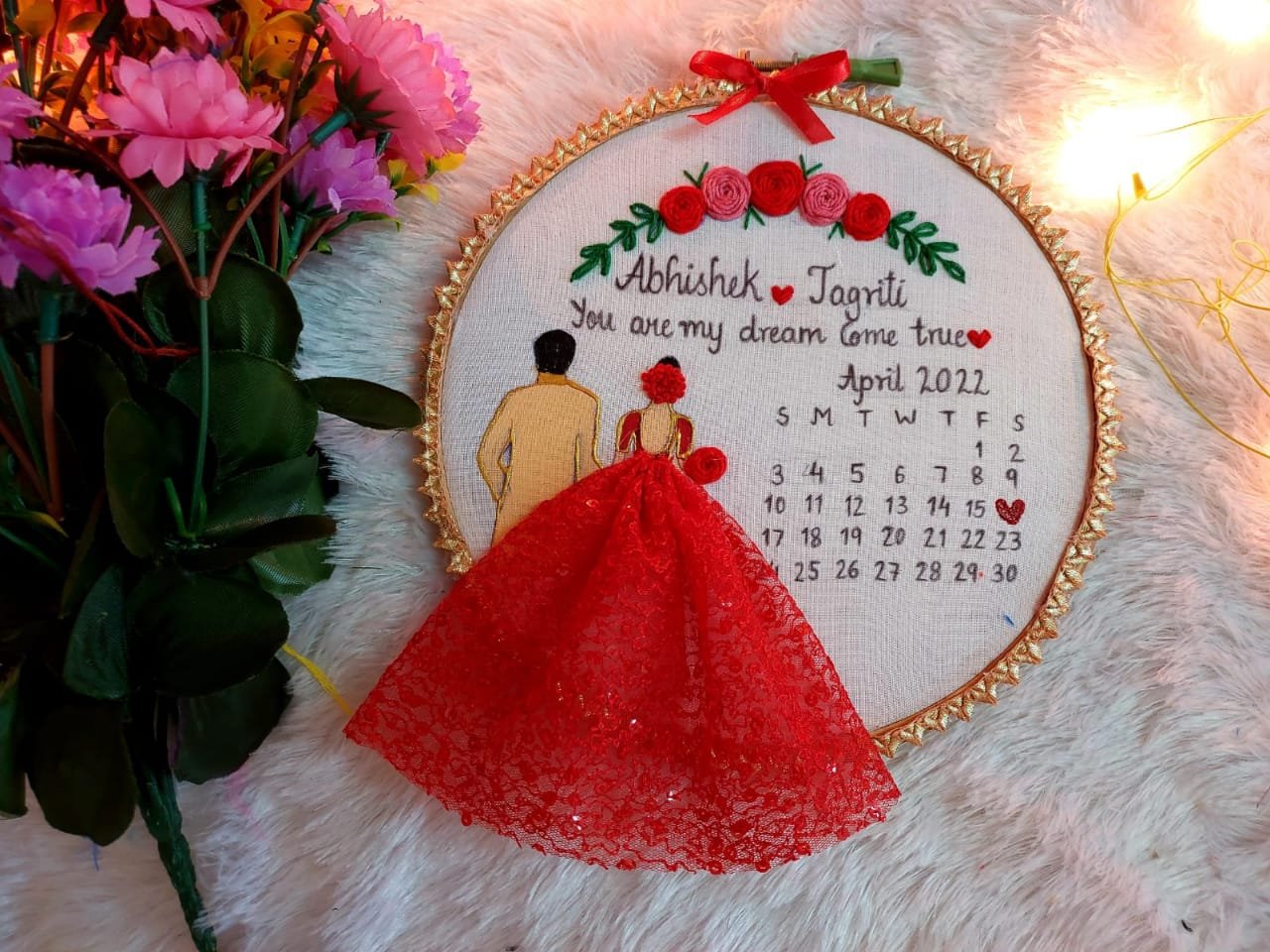 Couple Embroidery Hoop 7.0