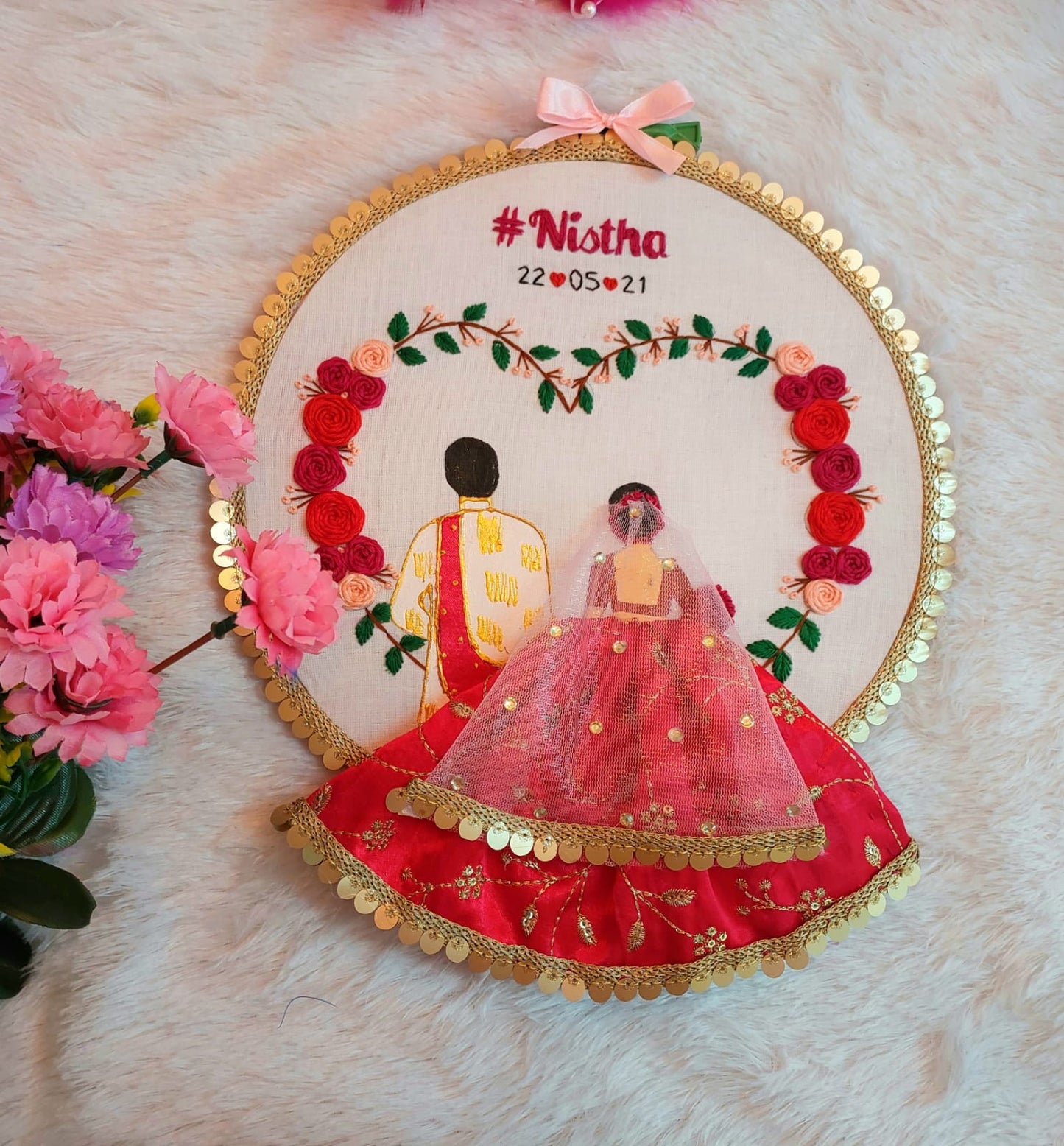 Couple Dress Embroidery Hoop With A Heart 2.0