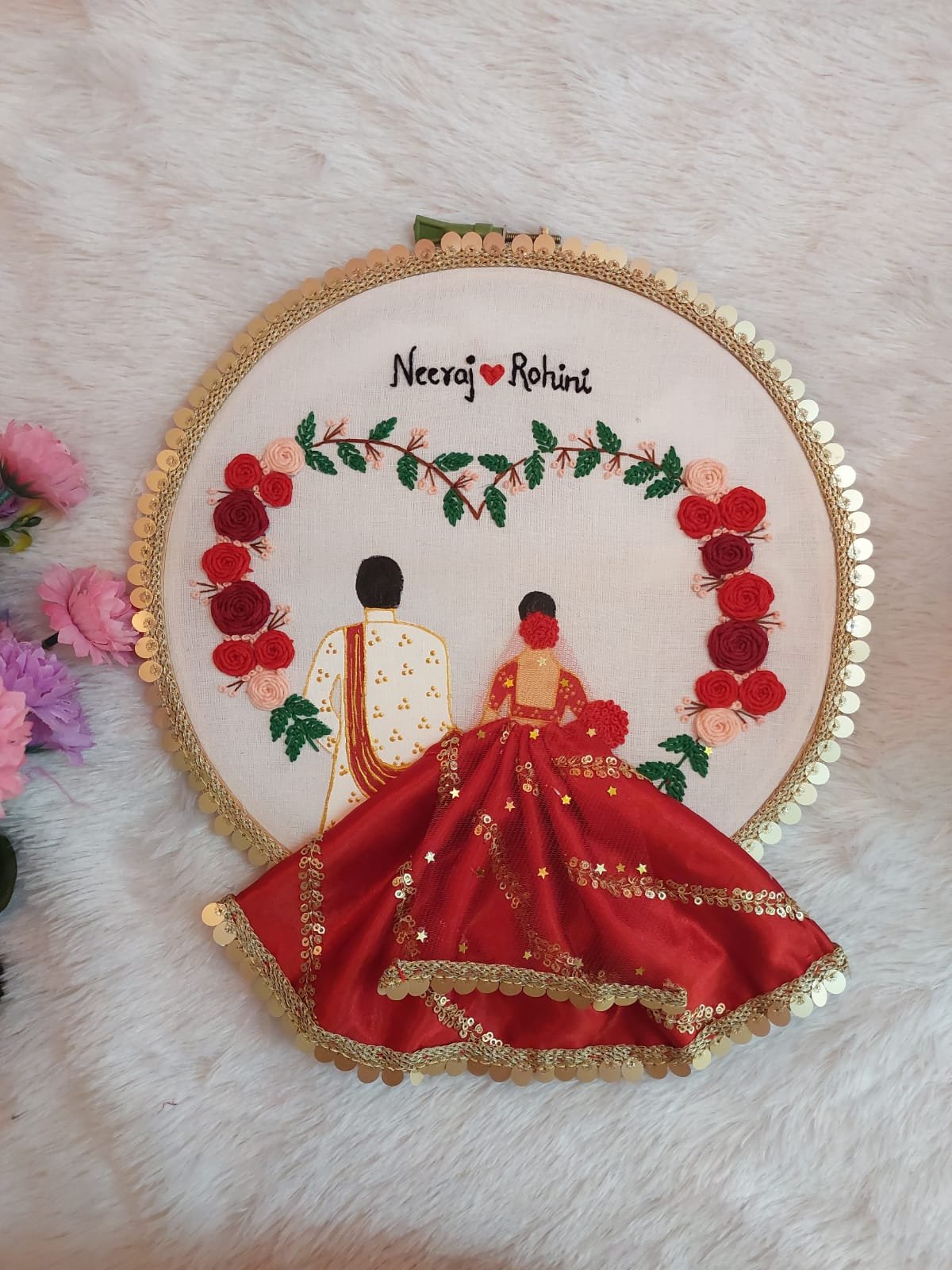 Couple Dress Embroidery Hoop With A Heart 2.0