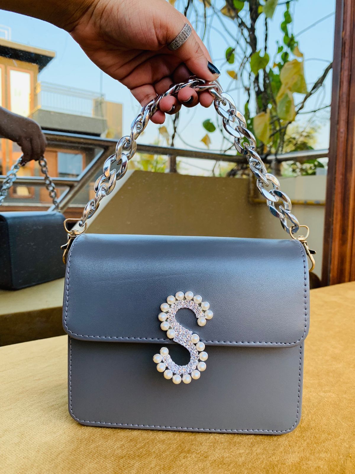 Customized Initial Box Clutch Bag