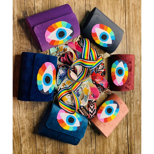 Colorful Evil Eye Flap Bag