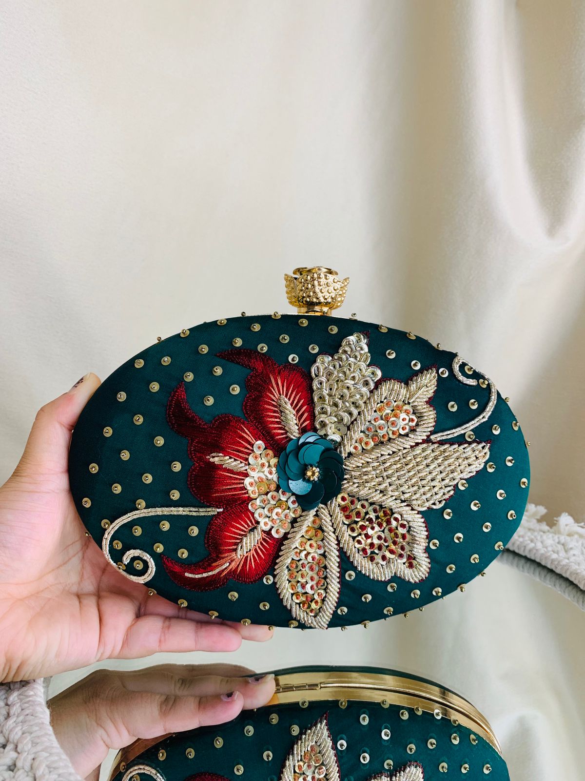 Oval Floral Clutch