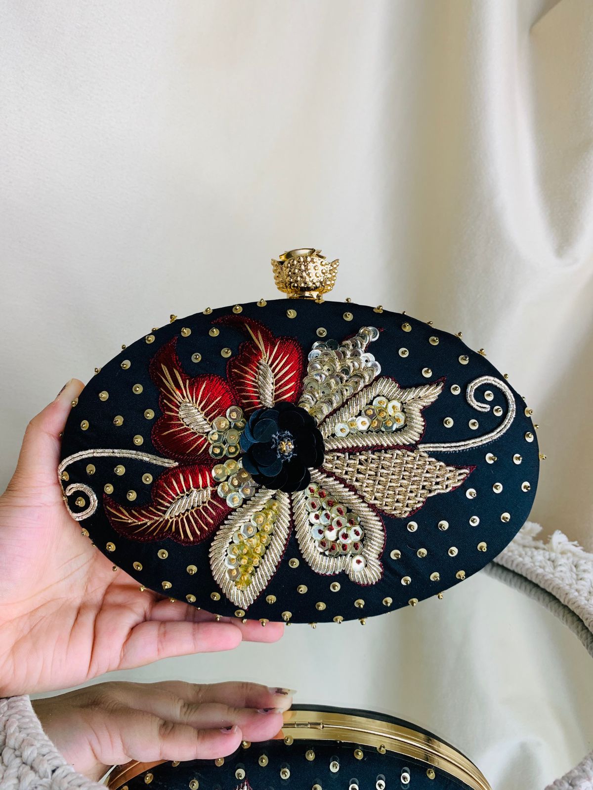 Oval Floral Clutch