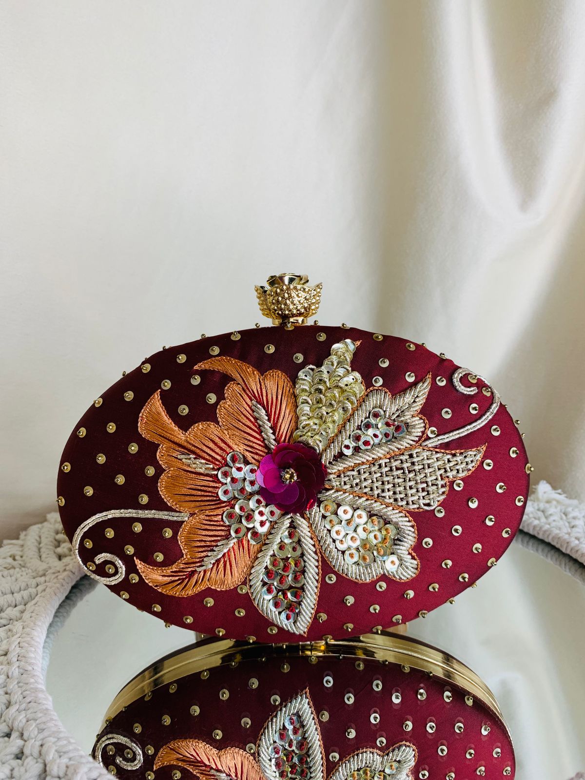 Oval Floral Clutch