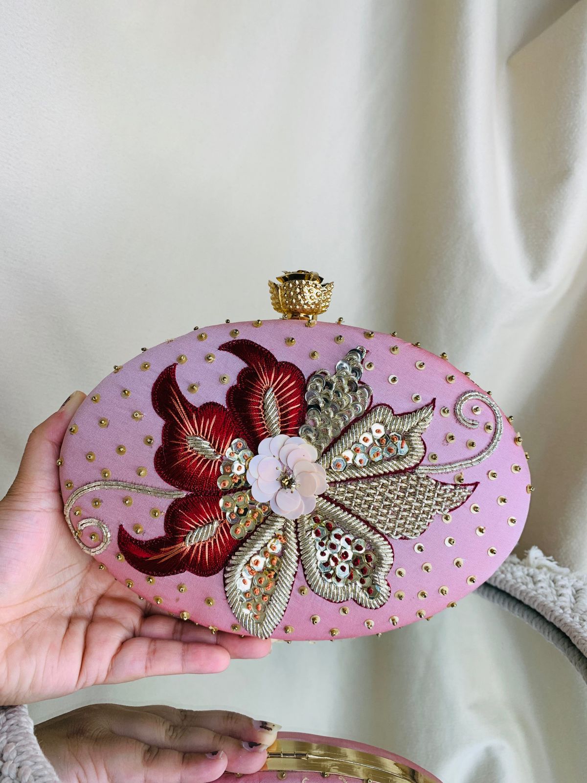 Oval Floral Clutch