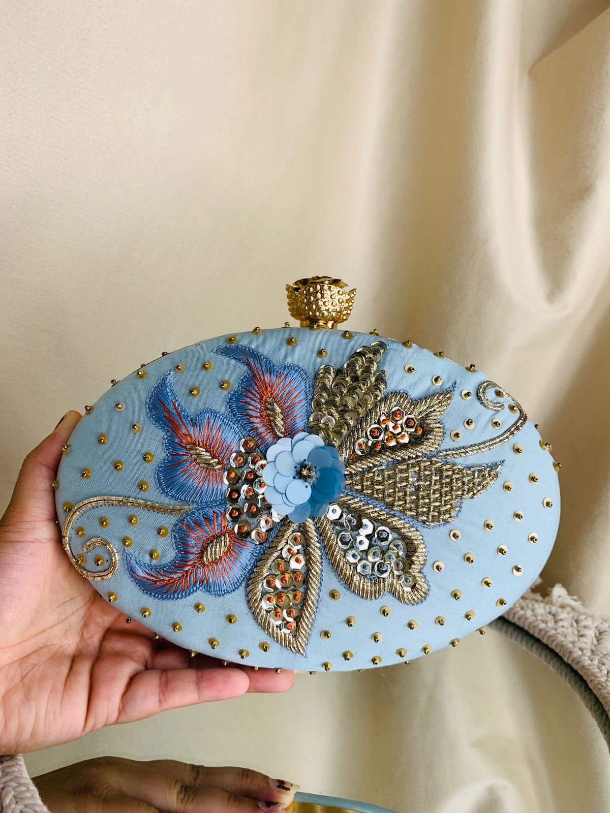 Oval Floral Clutch