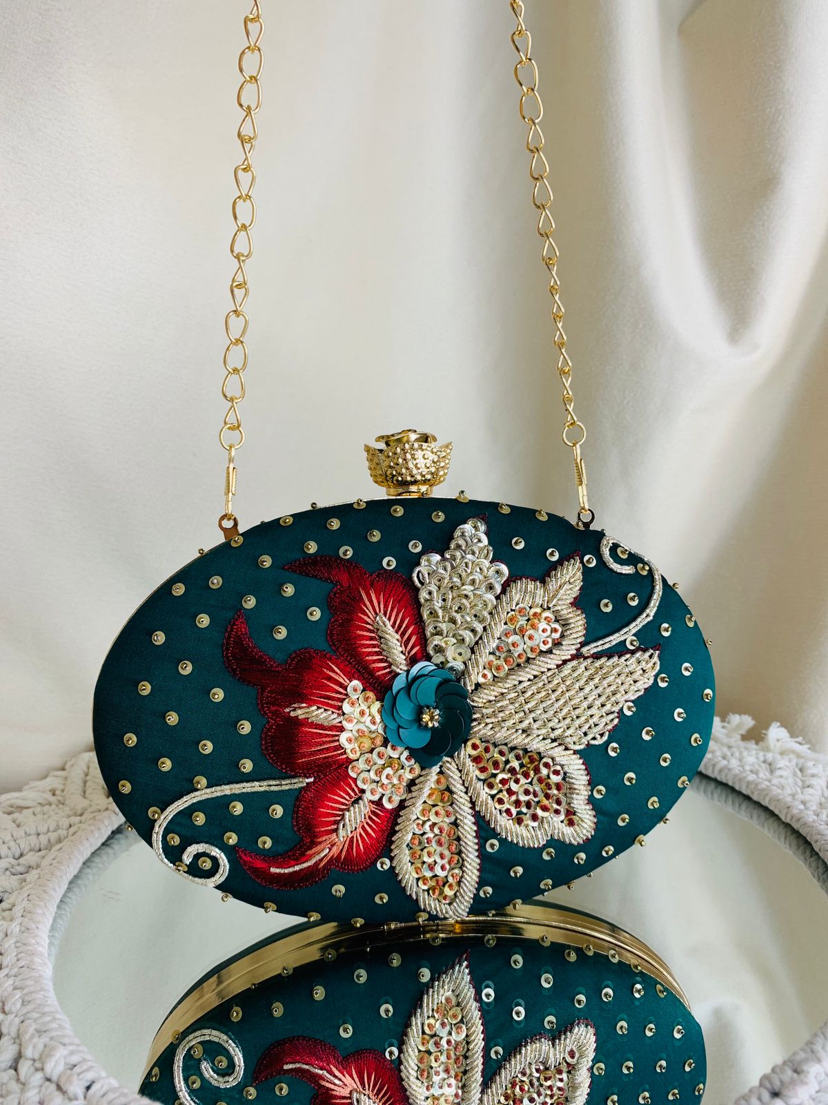 Oval Floral Clutch