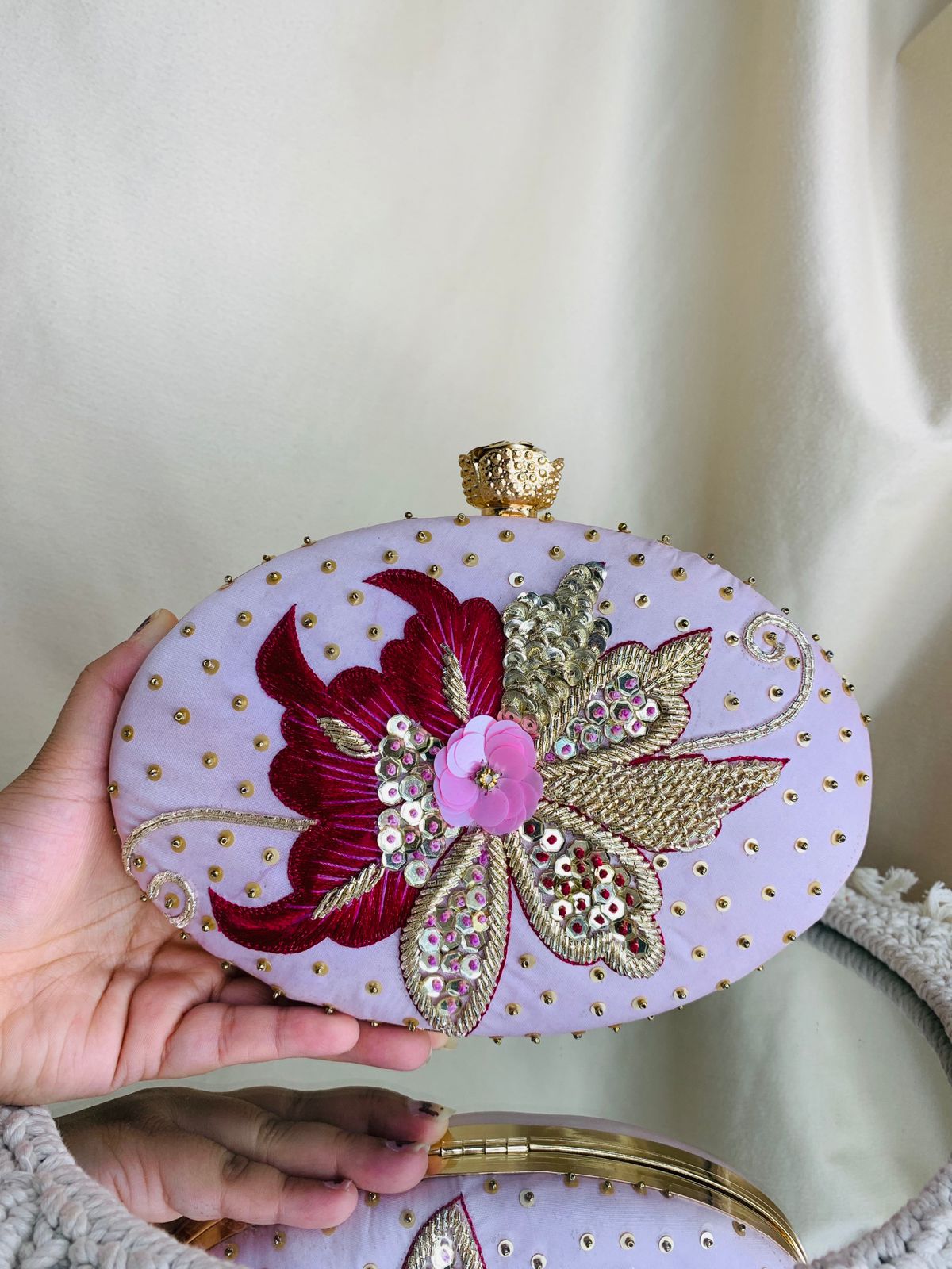 Oval Floral Clutch