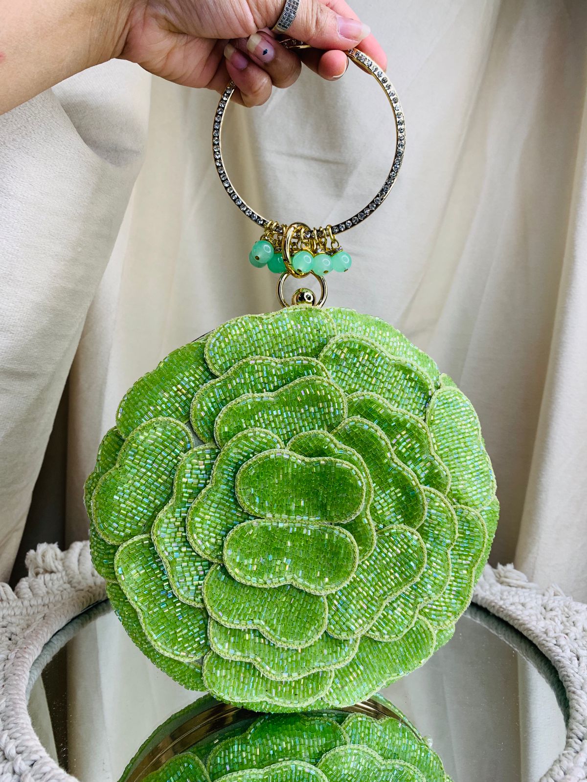 Round 3D Floral Clutch