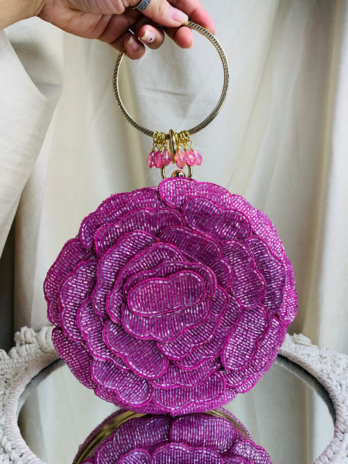 Round 3D Floral Clutch