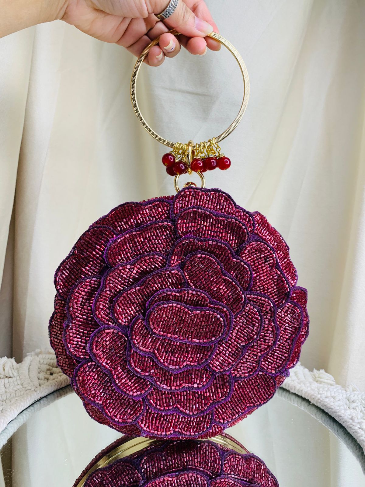 Round 3D Floral Clutch