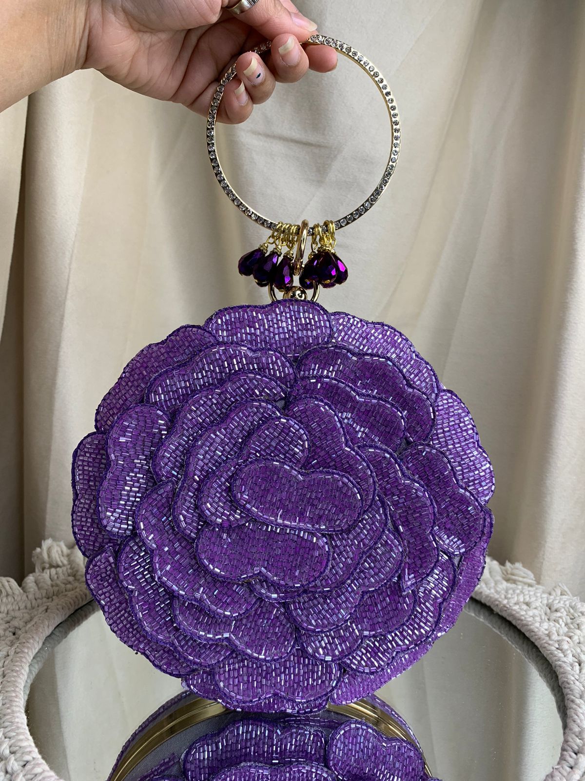 Round 3D Floral Clutch