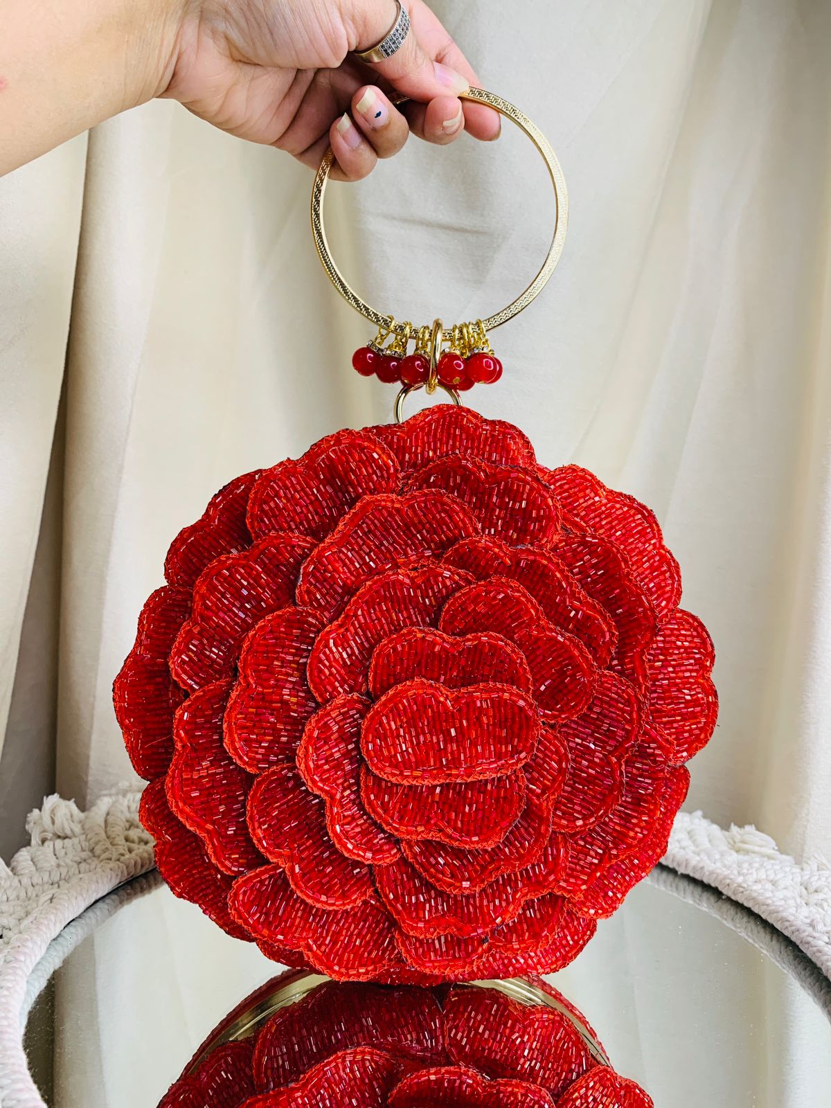 Round 3D Floral Clutch