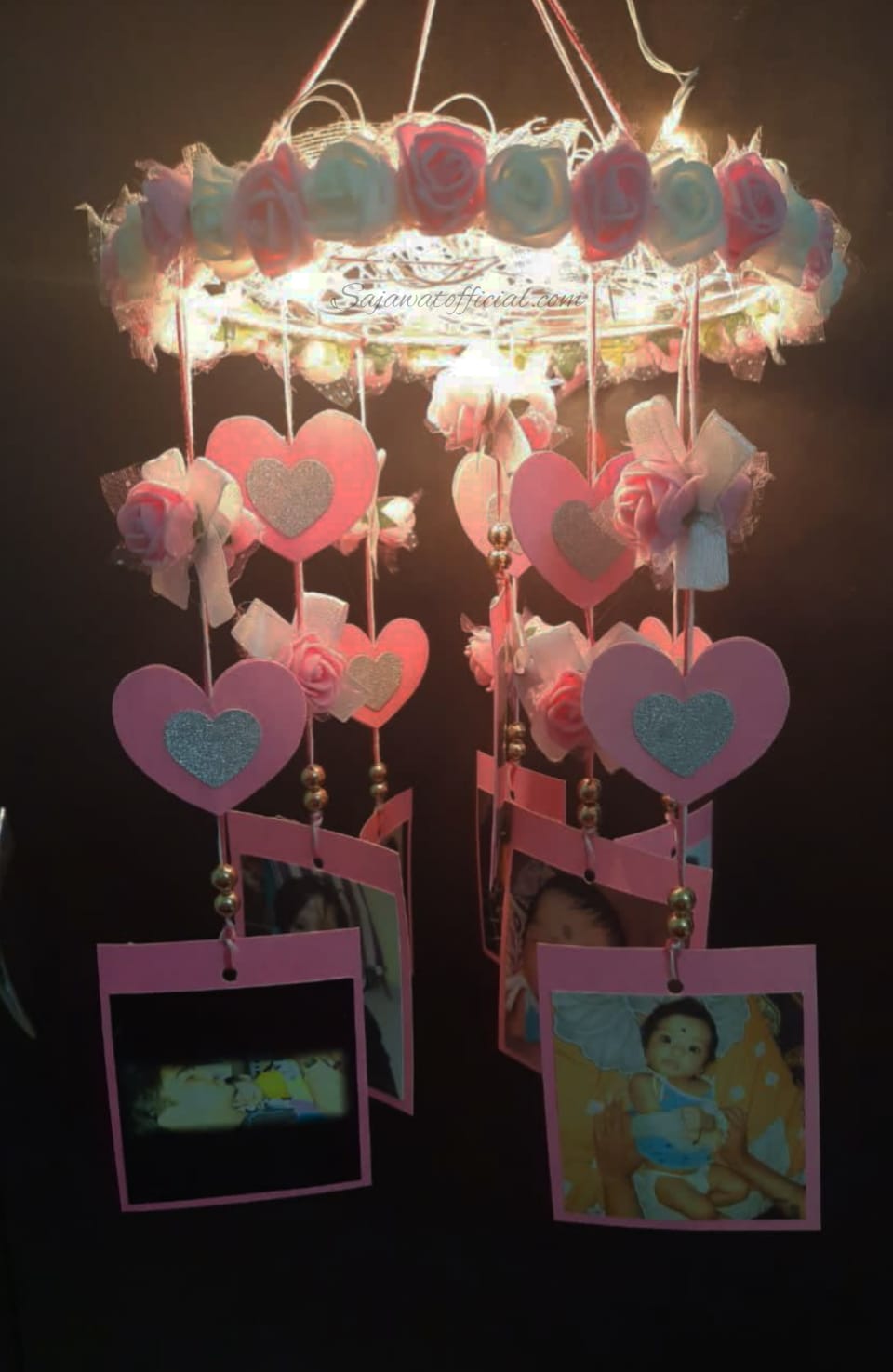 Floral Hearts Fairy Lights Windchime