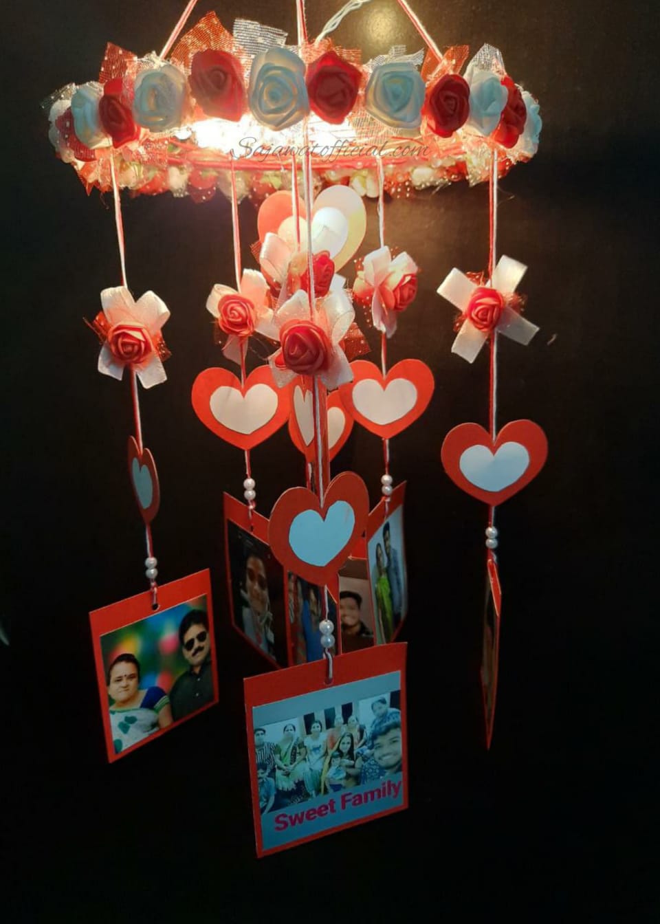 Floral Hearts Fairy Lights Windchime