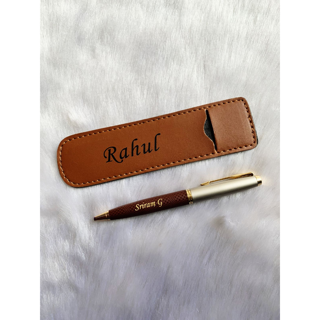 Pen + Printed Leather Pouch