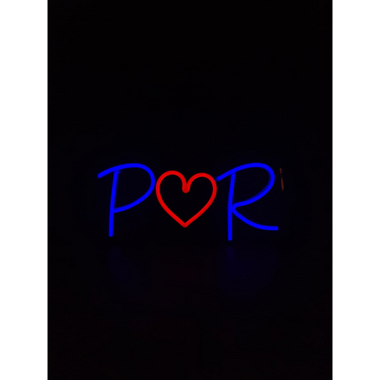 Letter Initials With One Heart Neon