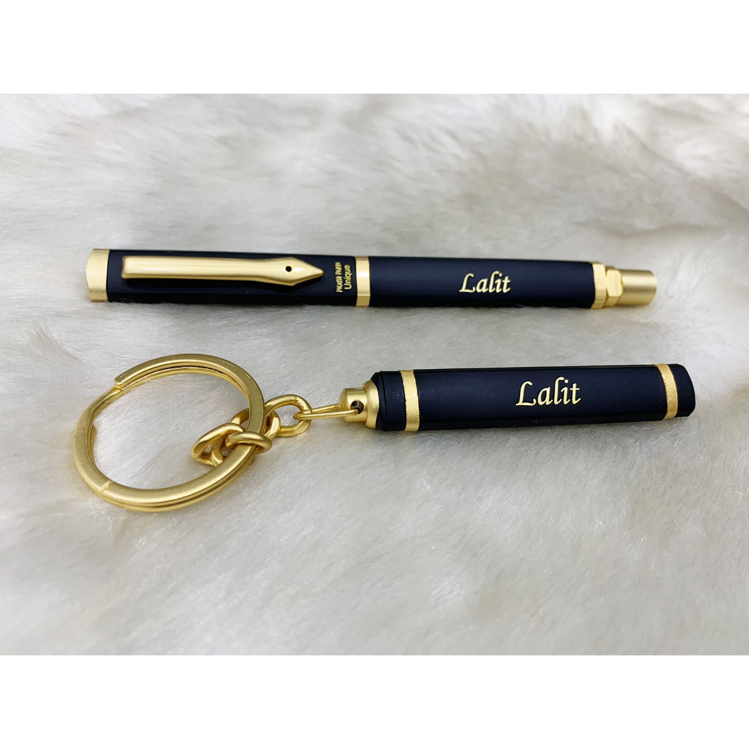 Black Matte Triangle Pen & Keychain Set