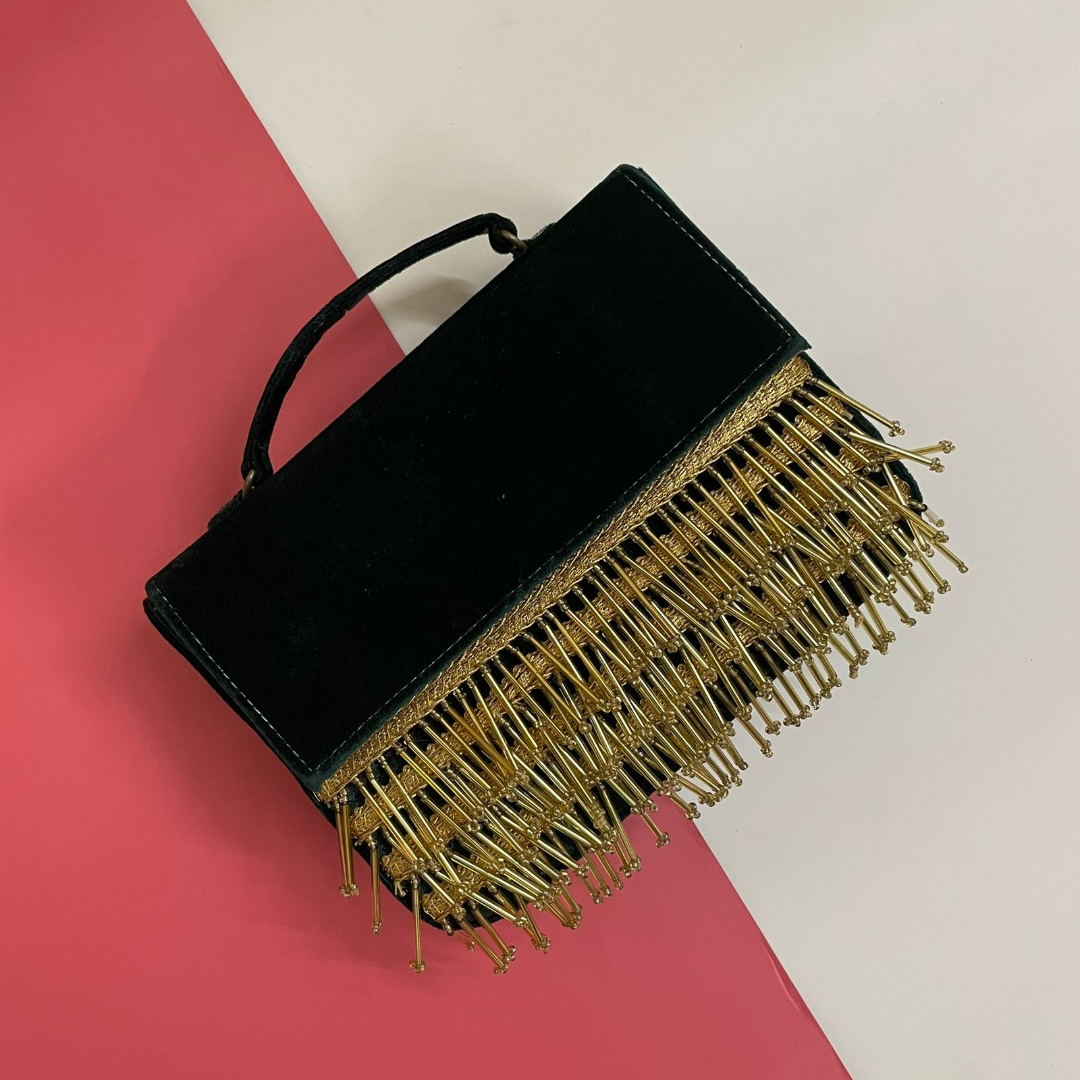 Designer MDF Clutch Bag With Tassels